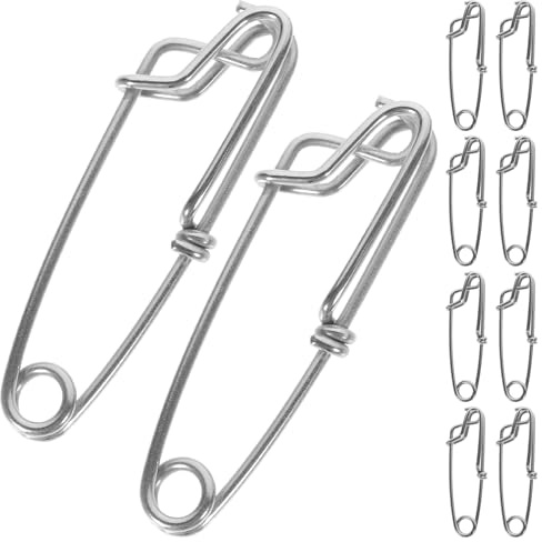 Healeved Lot de 10 Clips de Pêche en Acier Inoxydable 18 X 60 MM Connecteurs Rapides pour Ligne de Pêche Agrafes Résistantes et Bateau Accessoires Polyvalents