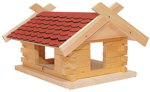 Vogelhaus (Groß) - Rot L: 44,00 cm B: 37,00 cm H: 27,00 cm Manufaktur Martinshof Futterhaus Vogelfutterhaus Futterhäuschen, Vogelhäuschen, Futterspender