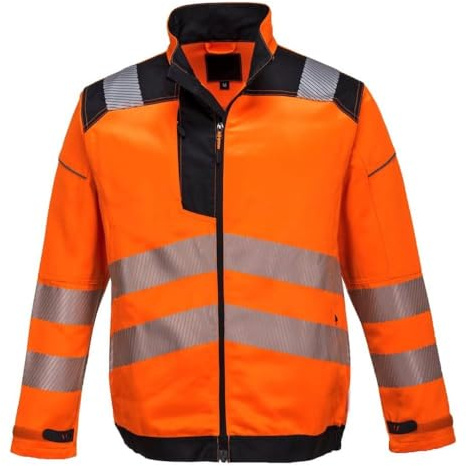 Portwest Unisex Vision Hi-Vis Work Jacket, Orange Black, XL
