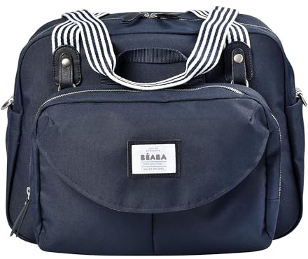 BÉABA – Bolso Carro bebé Genève II, Cambiador de Pañales Modulable, Gran Capacidad, Bolsillo Delantero Extraíble, Azul