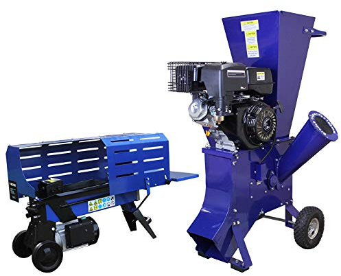 Log Splitter 7T Electric & 15HP Wood Chipper Petrol Timber Cutter Hydraulic 3L 2200W Motor Axe 2 Blades Duoblade Garden Shredding Mulcher 4-Stroke 420cc| 520mm Max Log Length