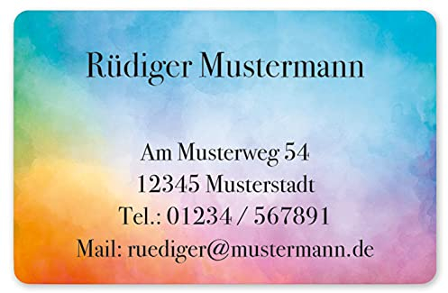 100 Visitenkarten, laminiert, beidseitig bedruckt, 85 x 55 mm, inkl. Kartenspender - Design Farbverlauf