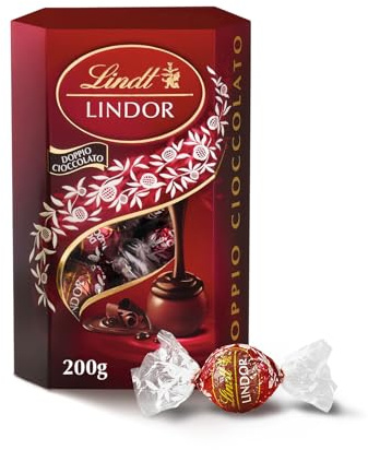 Lindt Lindor Double chocolat Praline au chocolat au lait avec remplissage fondant 16 chocolats, paquet de 200 g