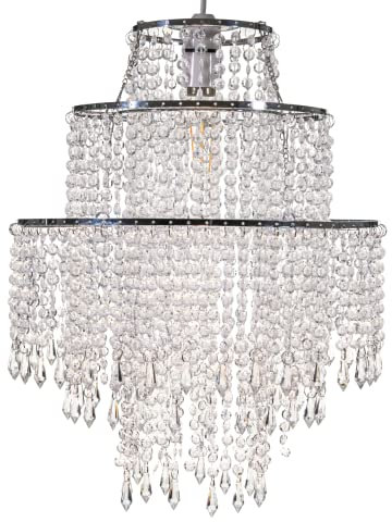 Giggi 3-Tier Clear Chandelier Light Shade | Lamp Shade for Pendant Light Ceiling Light Shade Acrylic Crystal Chandelier Easy Fit Lampshades for Ceiling Lights for Living Room Bedroom Kitchen Hallway
