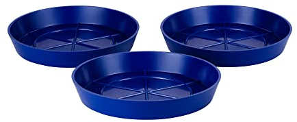Hum Flowerpots Pack of 3 Saucers, Sturdy Drip Trays, Choice of Size and Colour, for Outdoor/Indoor Plant Pots - 17cm Blue