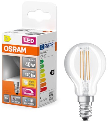 Osram Superstar dimmbare LED-Lampe mit besonders hoher Farbwiedergabe (CRI90) für E14-Sockel, Filament-Optik,Warmweiß (2700K), 470 Lumen, Ersatz für herkömmliche 40W-Leuchtmittel, dimmbar, 1-er Pack