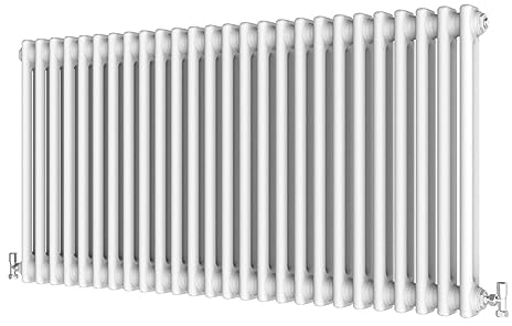 Radbliss Horizontal Traditional 2 Column Radiator 600x1190mm White Cast Iron Style Design RAD Central Heating