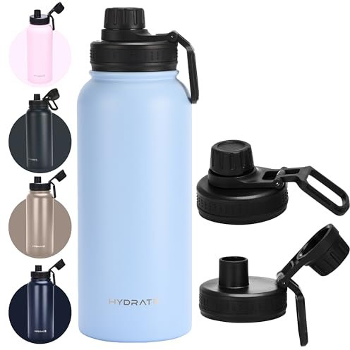 Hydrate Insulated Water Bottle - Durable Stainless Steel Water Bottle for Optimal Temperature Control - Vacuum Double Wall Technology - Hot & Cold Drink Storage - Thermal Water Bottle - Blue