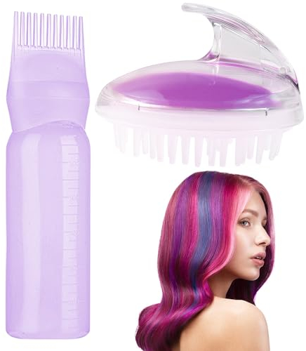 Flacon applicateur de peigne de racine de 180 ml - Pinceau de coloration pour cheveux - Bouteille d'huile capillaire - Applicateur d'huile capillaire - Flacon peigne avec shampoing - Brosse de massage