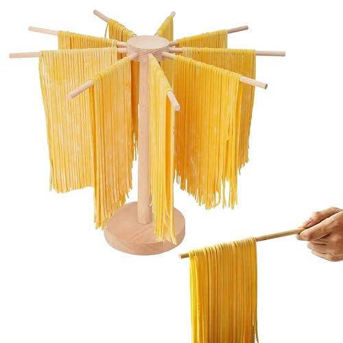 KeaJuidy Soporte para Secado de Pasta de 9 Barras Estante de Fideos Plegables Secador de Fideos Frescos Estante de Secado de Pasta Noodle Rack para Colgar Utensilios de Cocina