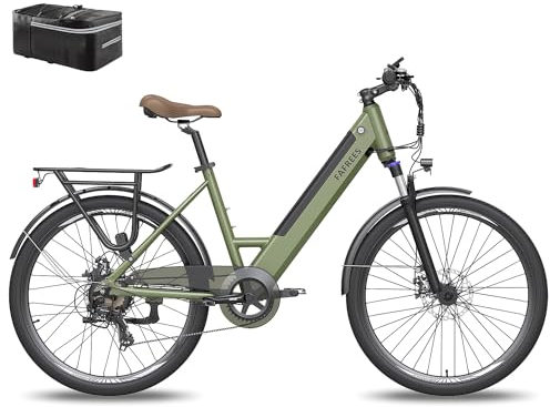 Fafrees F26 Pro, E-cykel 14,5 Ah batteri, elcykel 250W, Stadscykel 26 tum, lektriska cyklar support mobil app, räckvidd upp till 55–110 cm, grön