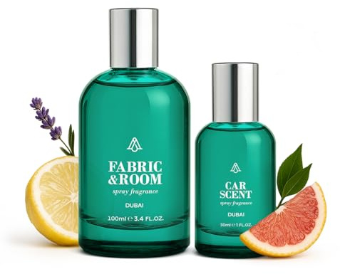 AromaPlan Natural luxurious Room Spray & Car Fragrance Kit, Dubai- Concentrated, Non-Toxic, Odor Eliminator & Long Lasting- Room Spray Air Freshener- Home, Car- 5 Star Hotel (100&30 ml)