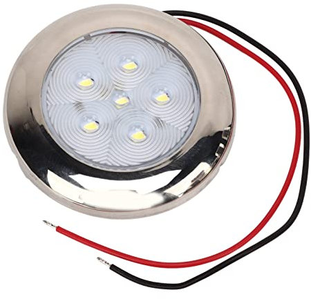 IP65 Waterproof 12V LED Ceiling Dome Light White for RV Boat Van Caravan Truck 6 Crystal Beads PC 316 Stainless Steel Trim