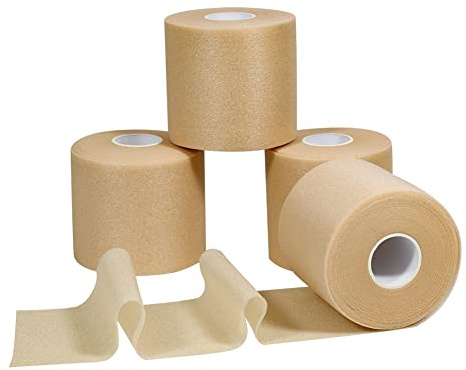 Nutoko 7cm x 27m Pretape Vendaje Deportivo Underwrap de Espuma Suave No Adhesiva Pretape Sport Tape, 4 Rotolis Cinta Protectora para Deportes, Evita Lesiones en la Piel y Residuos de Adhesivo
