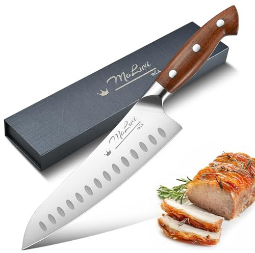 Kochmesser 20 cm – Deutsche Edelstahl, Premium Granton Edge,2,2 mm Klingenstärke, Rostfrei, Perfekt für Chefkoch und Haushalt