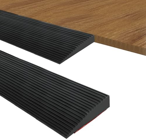 Soglia di Dislivello Pavimento, Rampa Soglia Autoadesiva, Striscia Soglia Porta in Gomma, per Sedia a Rotelle, Passeggini, Deambulatori o Scooter (Nero, 90x8x3cm)