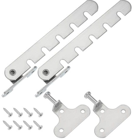 MECCANIXITY Window Restrictor Latch Window Safety Lock Stopper, Limit Stay Adjustable Casement Window Limiter with 5 Slots for Inward Opening Window, Silver Tone (2 Set, 35mm)
