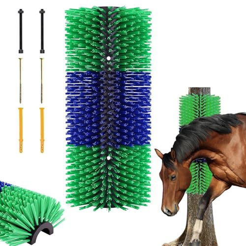 Brosse Cheval, Brosses à Gratter pour Bétail avec 4 vis, Grattoir Universel pour Cheval pour Chèvres, Bovins, Vaches, Moutons, Chevaux, Porcs et Autres Animaux de la Ferme pour Gratter le Dos