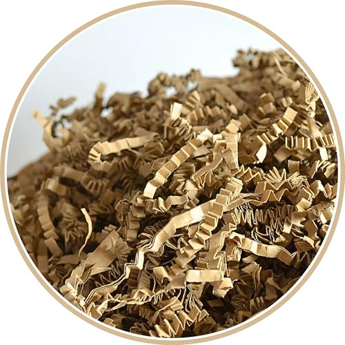 ARKANSIA - 200g di Carta Kraft Triturata per Riempire Scatole Regalo e Cesti – Trucioli per Imballaggio, Protezione, Decorazione, Matrimonio, Festa, Compleanno (Kraft, 200g)