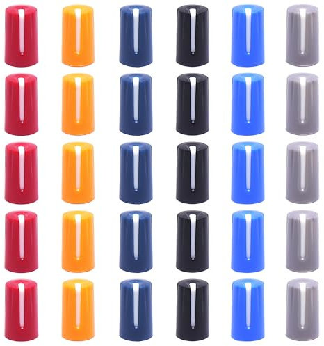 ZAHD 30 PCS Mischpultknöpfe Drehknopf Potentiometer Drehknopf ABS Gitarre Knopf für 6mm Bass Lautstärke Ton 270° Drehknopf EQ Potentiometer Drehknopf Ersatz D Typ Welle E-Gitarren Verstärker (30)