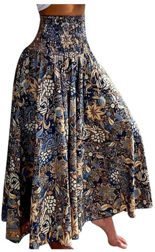 lozssnigzi Pantalon Femme Décontractée Longue Léger Large Pantalons Boheme Ample Taille Elastique Jupe Culotte avec Poches Été Fluide Chic Pantalon