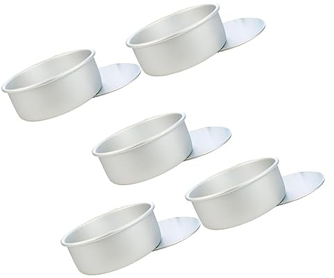 ZUNOXAZ Molde Redondo Para Pastel De Aleación De Aluminio De 4 Pulgadas Fondo Extraíble, Recubrimiento Antiadherente, Paquete De 5 Piezas, Adecuado Para Hornear Tartas y Postres Mini