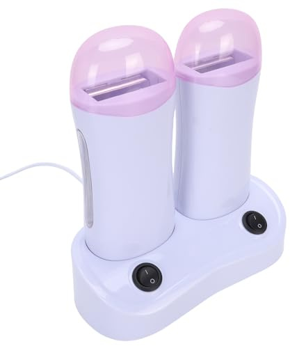 Yinhing Calentador de Cera Roll on, Calentador de Cera Eléctrico de Doble Cartucho con Base para Mujeres y Hombres, Depilación, Pierna, Cara, Axila, Bikini Brasileño