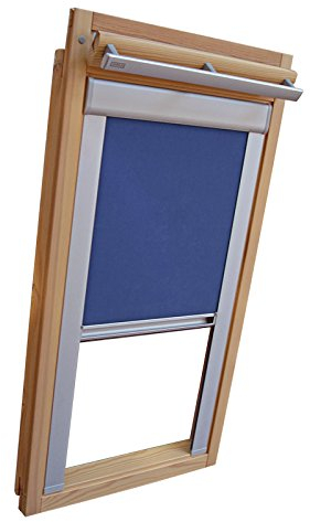 Hochwertiges Verdunkelungsrollo Rollo mit Seitenschienen für Velux DKL/DKU-EP GGU,GPU,GHU,GTU PK06 mittelblau // Verdunkelungsrollo/Verdunkelungs-Rollo/Fensterrollo