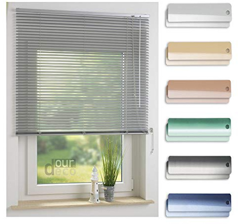 ourdeco® Aluminium-Jalousie / 100 x 160 Silber (Breite x Höhe) / Montage an Wand oder Decke, Premium Alu-Jalousie