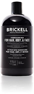 Brickell Men's Products Gel Douche 3 en 1 Lavage Rapide – Natural & Bio (Parfum à Feuilles Persistantes, 473 ml)