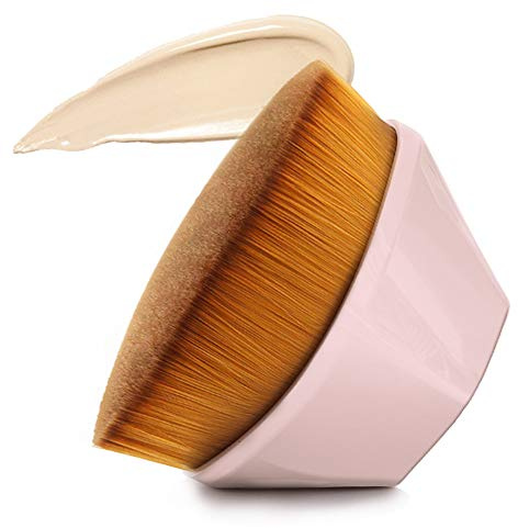 Daubigny Foundation Makeup Brush Flat Top Kabuki Hexagon Face Blush Liquid Powder Foundation Brush for Blending Liquid, Cream or Flawless Powder Cosmetics with Bonus Protective Case (Light Pink)