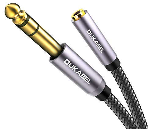 DuKabel 6.35mm auf 3.5mm Klinkenadapter 1/4 Klinken Stecker auf 1/8 Zoll Klinke Buchse Stereo Kopfhörer Verlängerungskabel für Gitarre, Klavier, Verstärker und HiFi Anlage - Top Series 2.4m
