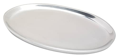 NKlaus piatto candela ovale 20x11cm alluminio argento lucido piattino tavolo decorazione superficie liscia 10377
