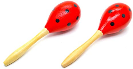 Maracas adultos 1 par, rojo y negro, Maracás españolas Rojo Color de Lunares, Colores Tradicionales españoles, Agitadores de Rumba Traqueteo Percusión de Mano, Instrumento Musical Maraca