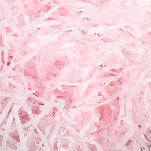 JCKD 100 Karat Gras Geschenkfüllpapier Filament, Gras Handwerk Geschreddertes Seidenpapier für Korbfüllung, Geschenkdekoration, Geschenkboxfüllung, DIY Geschenkverpackung und Partyzubehör (Hellrosa)