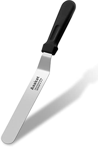 Anaeat Icing Spatula, Professional Cake Angled Offset Spatula with 20cm Stainless Steel Blade - Thickened Frosting Knife with Durable Plastic Handle for Cake Decorating, Pastry & Baking