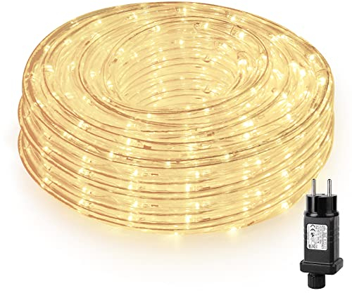 Custmkey 10M LED Lichterschlauch,240 LED Lichterkette Außen P44 Wasserfest, 8 Modi Lichterkette Weihnachten für Festa, Hochzeit, Weihnachten Halle, Balkon, Garten Dekoration (Warmweiß)