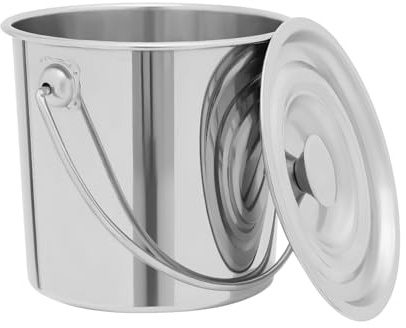 EurHomePlus Seau en acier inoxydable avec couvercle - 6 l, 12 l, 20 l - Avec couvercle - Seau à lait - 6 l