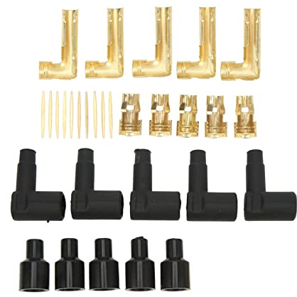 Plug wire boot kit, 90 degree 6-10mm 30 pcs rubber | Rubber ignition sleeve, metal terminal, for 6-10mm cable, HEI distributor