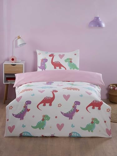 Rapport Home Dino Daisy Kids Microfibre Duvet Cover Set Single Multi