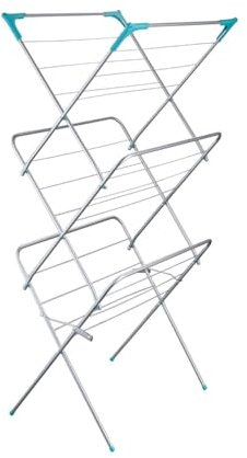 AL AJAL 3 Tier Clothes Airer Clothes Drying Rack Drying Indoor and Outdoor Laundry Rack with Non-Slip Feet Flat Foldable Space