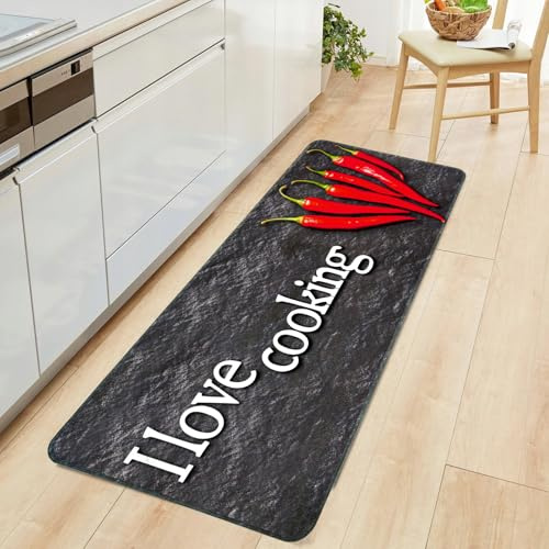 Alishomtll Alfombra de pasillo antideslizante, 60 x 150 cm, alfombra de cocina, antideslizante, lavable, repele la suciedad, absorbente, alfombra de cocina, fácil de limpiar, para cocina, interior
