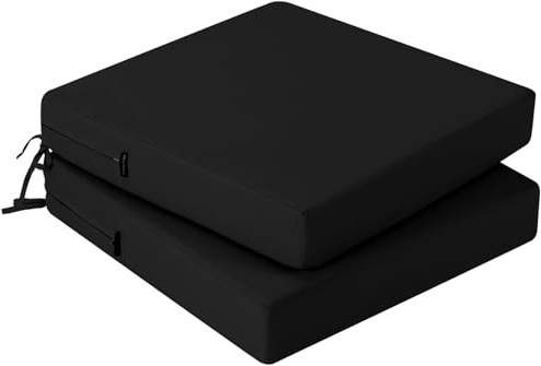 PRIMEPATIO Lot de 2 coussins de chaise pour l'extérieur, coussins de siège imperméables pour l'extérieur, coussins de chaise pour terrasse résistants aux couleurs avec cordons de serrage, mobilier de