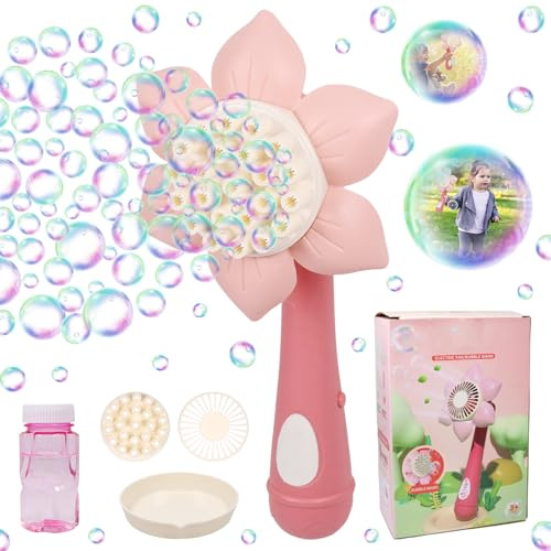 Machine à bulles pour enfants, machine à bulles automatique avec liquide à bulles de savon, machine à bulles de savon, bâton à bulles pour fille et garçon, pour l'intérieur et l'extérieur