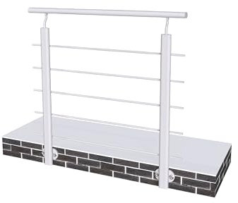 Garde-corps - Pour intérieur et extérieur - Aluminium argenté- Avec 5 traverses et 1 main courante - 1m - Fixation latérale