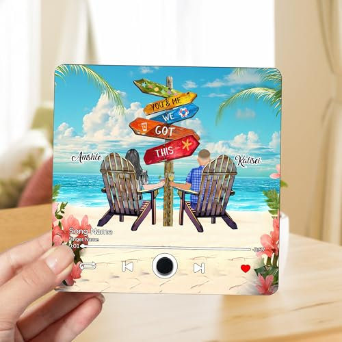 Personalised Couple Portrait Music Fridge Magnets Custom Name Built-In Music Player Crossroads Street Memory Music Refrigerator Magnet Gifts For Music Lovers Birthday (style 29)