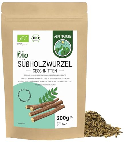 Alpi Nature Infusión Regaliz Orgánica 200g, bio Raíz de Regaliz Seca y Cortada para Preparar Té