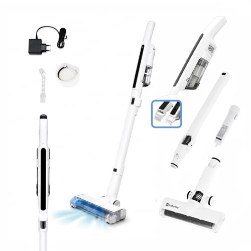 M mimotec Trådlös dammsugare 120 W 14 000 Pa, vertikal dammsugare 6 i 1, ultralätt tyst LED-ljus, 0,4 l tank, 20 minuters körtid, för golv, soffor, bilar och husdjur