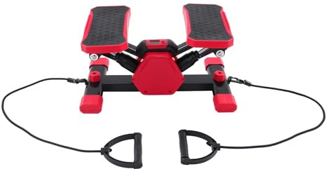 Czyurachel Bärbar stepper för hem, hydraulik, 150 kg, röd | Sportutrustning hemma, V-formad stegstruktur – LCD, visar varaktighet, frekvens och kalorier, stepper fitness med dragrep
