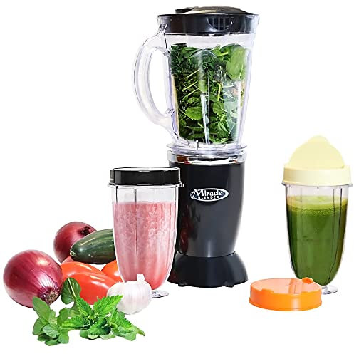 Total Chef Miracle Blender – Electric Mixer for Smoothies, Ice Crush & Pulse Function, Heavy Duty Bullet Pitcher licuadora, Kitchen Appliance, Dishwasher-Safe Jar, Black
